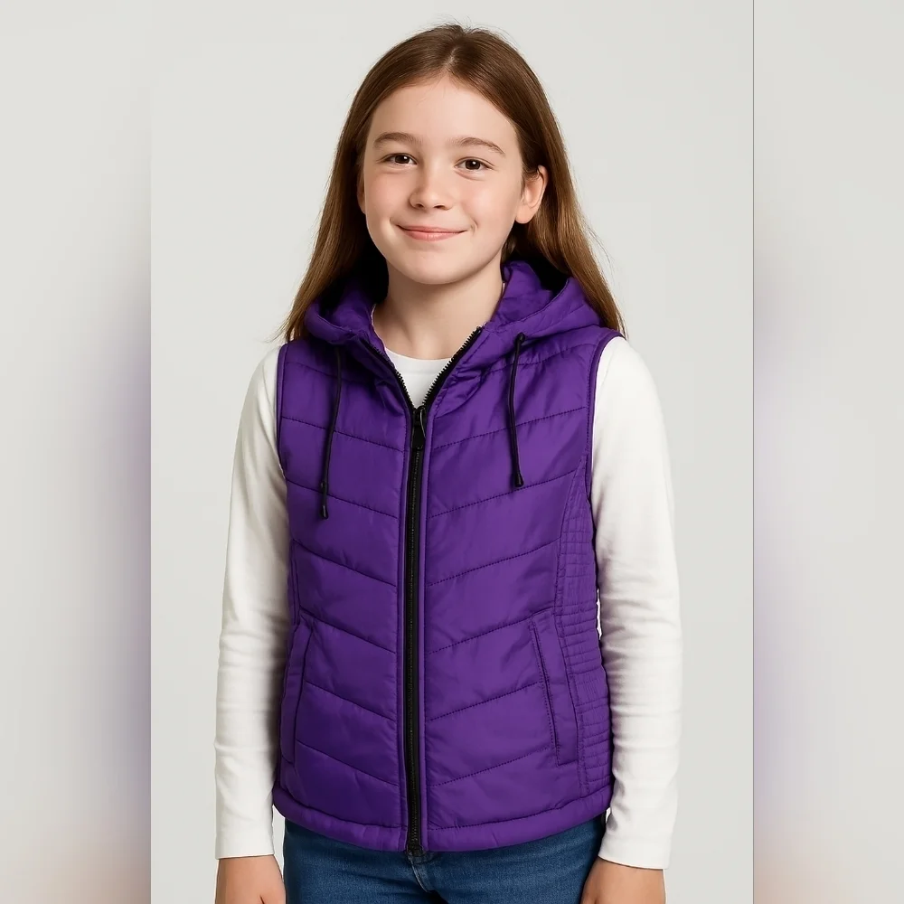 City Streets Stylish Purple Hooded Puffer Vest